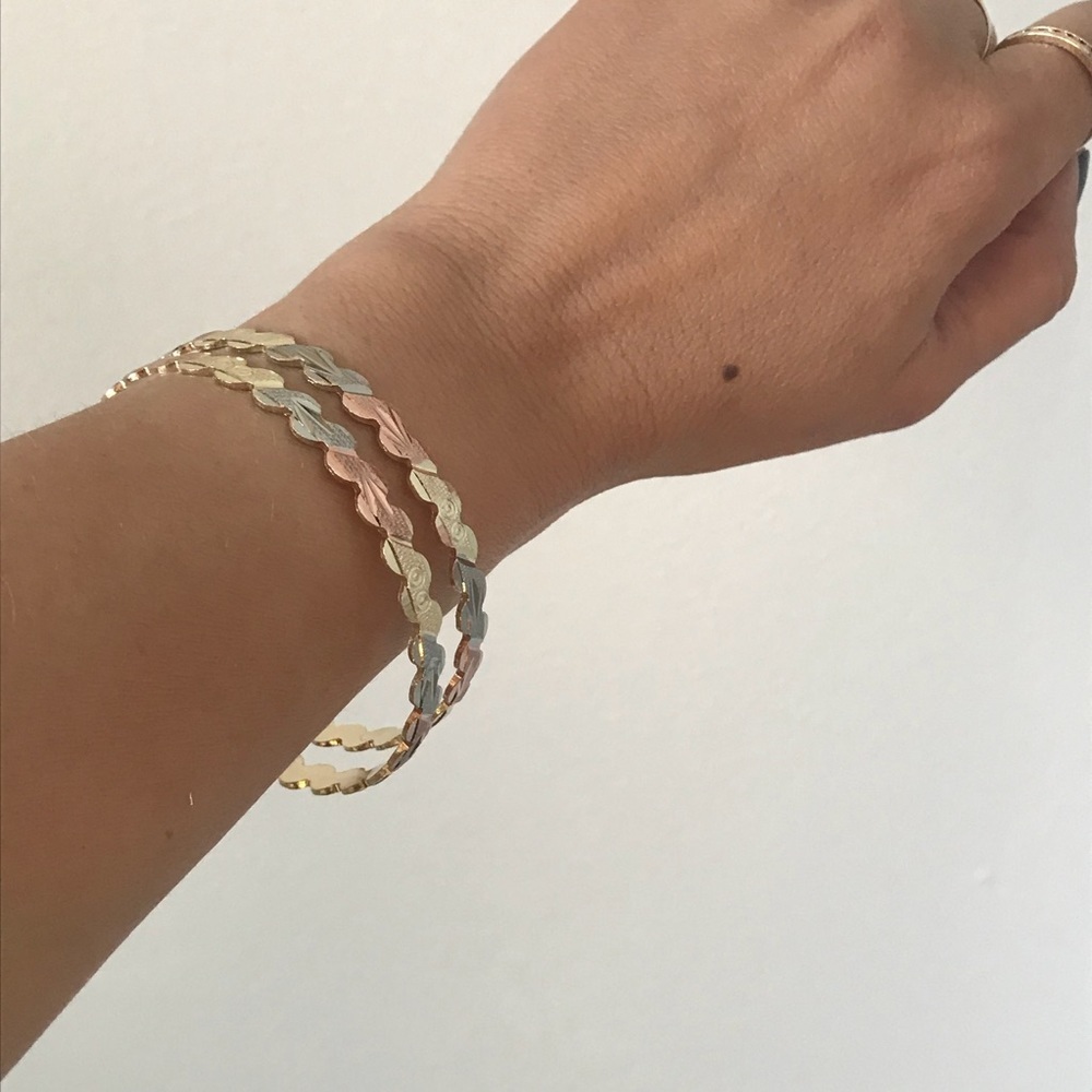 2set TriColor Gold Plated Bangle Cuff - Picture 7 of 7